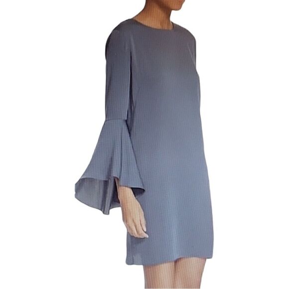 Milly Bell Sleeve Stretch Silk Shift Dress Grey Size 4 - Picture 1 of 15